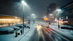 Heavy snow is expected to begin tonight as authorities urge drivers to stay home, even as businesses push to maintain normal operations